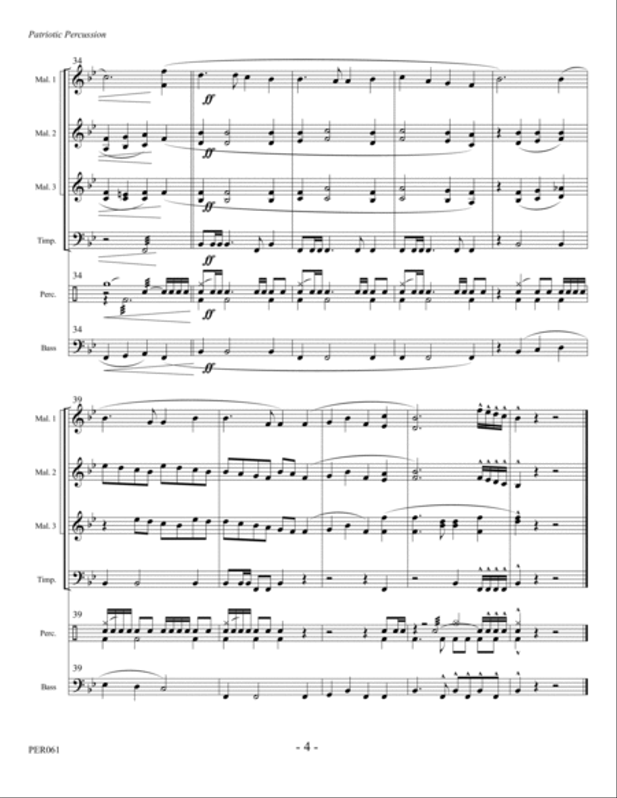 PATRIOTIC PERCUSSION (medley) - PERCUSSION ENSEMBLE Percussion Ensemble scores gallery preview page 4
