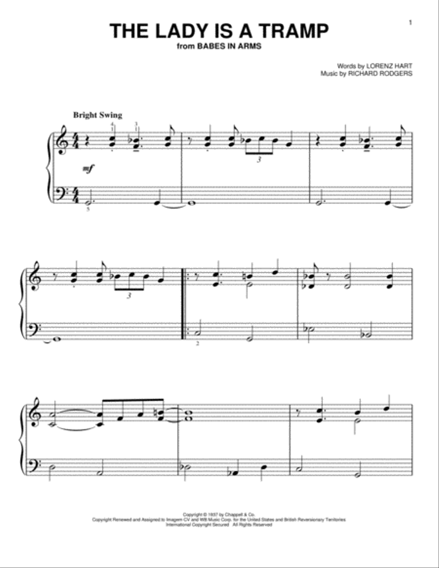 The Lady Is A Tramp The Lady Is A Tramp Easy Piano scores gallery preview page 1