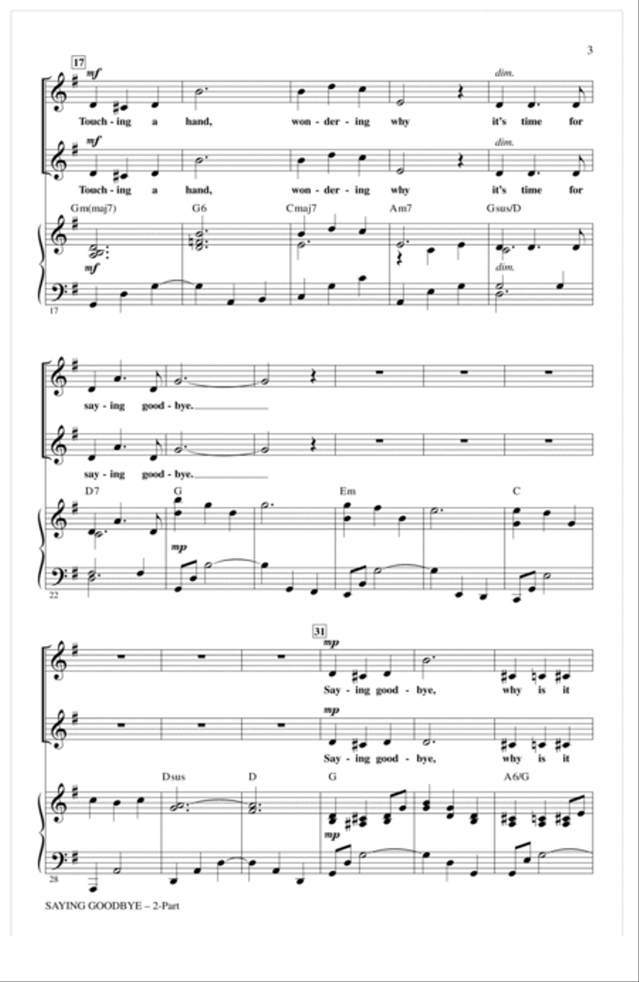 Saying Goodbye (from The Muppets Take Manhattan) (arr. Cristi Cary Miller) 2-Part scores gallery preview page 2