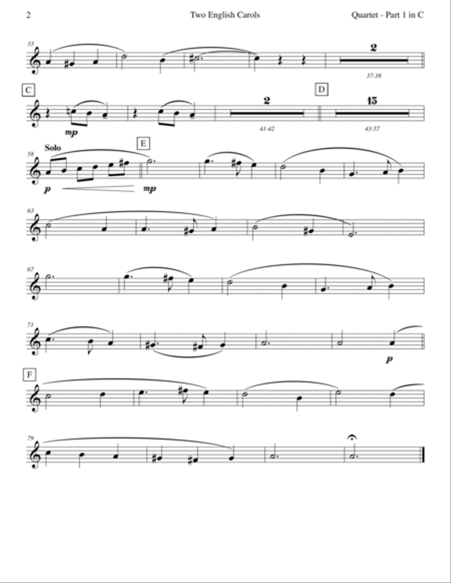 Two English Carols (Coventry Carol; What Child Is This?) - Mixed Quartet Viola scores gallery preview page 6