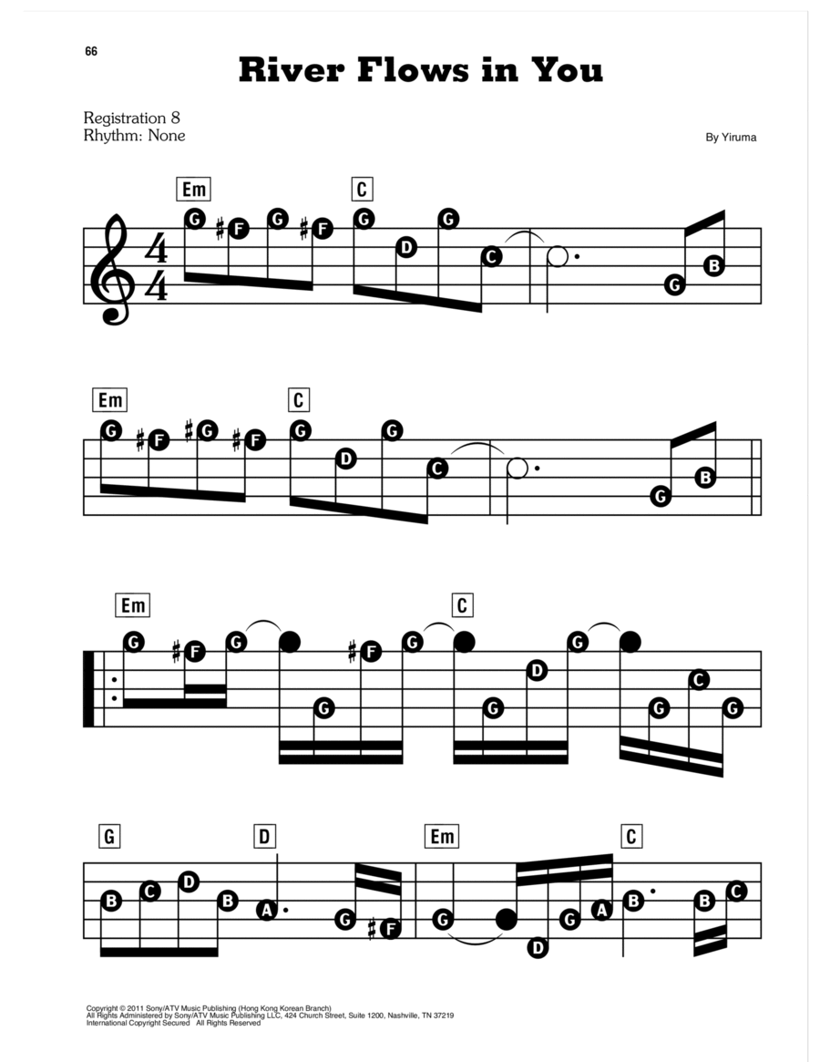 River Flows In You Electronic Keyboard scores gallery preview page 1