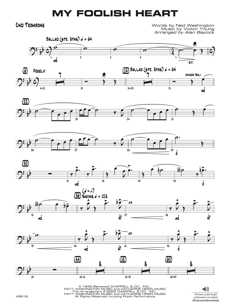 My Foolish Heart: 2nd Trombone