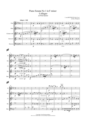 Book cover for Beethoven: Piano Sonata No.1 in F minor Op.2 No.1 Mvt.I Allegro - wind quintet