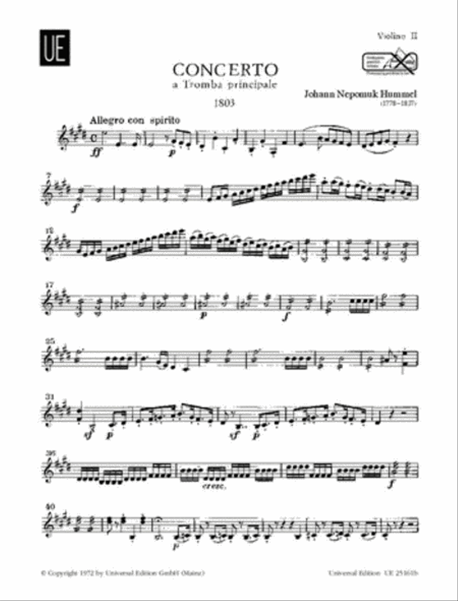 Trumpet Concerto in E Major Chamber Music scores gallery preview page 1
