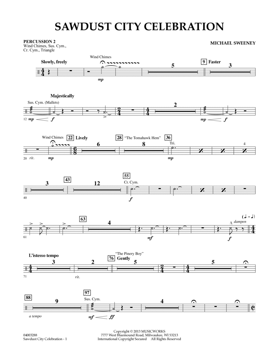 Sawdust City Celebration - Percussion 2 Concert Band scores gallery preview page 1
