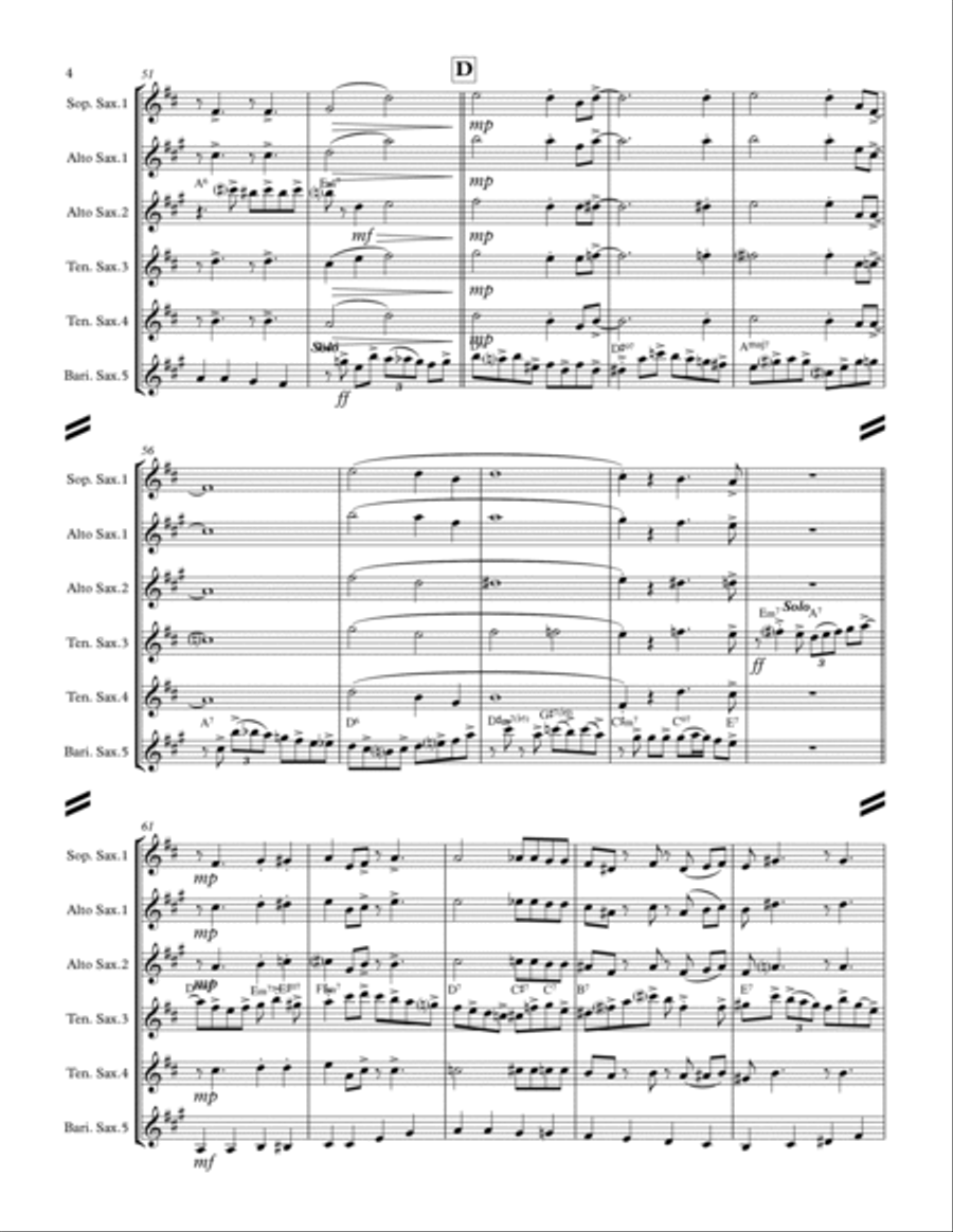 Don't Get Around Much Anymore Saxophone Quintet scores gallery preview page 5