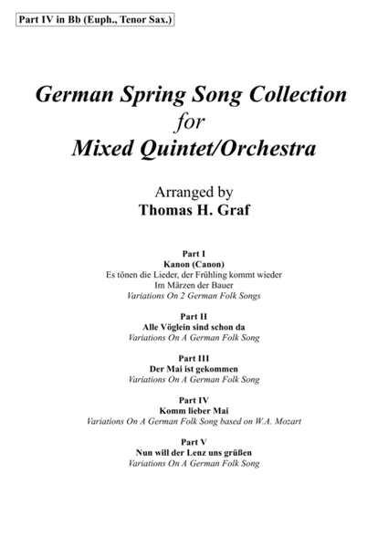 German Spring Song Collection - 5 Concert Pieces - Multiplay - Part 4 in Bb