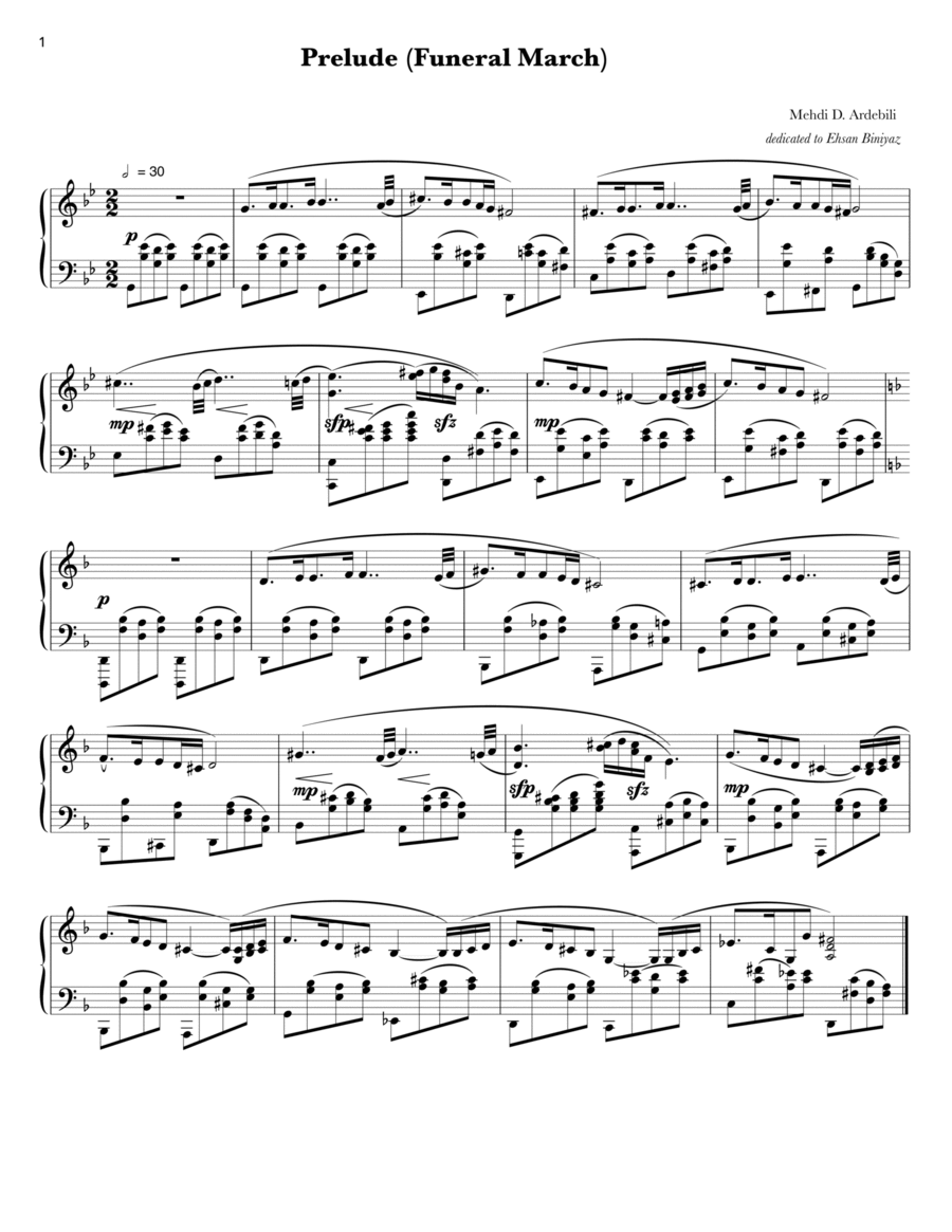 Prelude (Funeral March) Prelude (Funeral March) Piano Solo scores gallery preview page 1