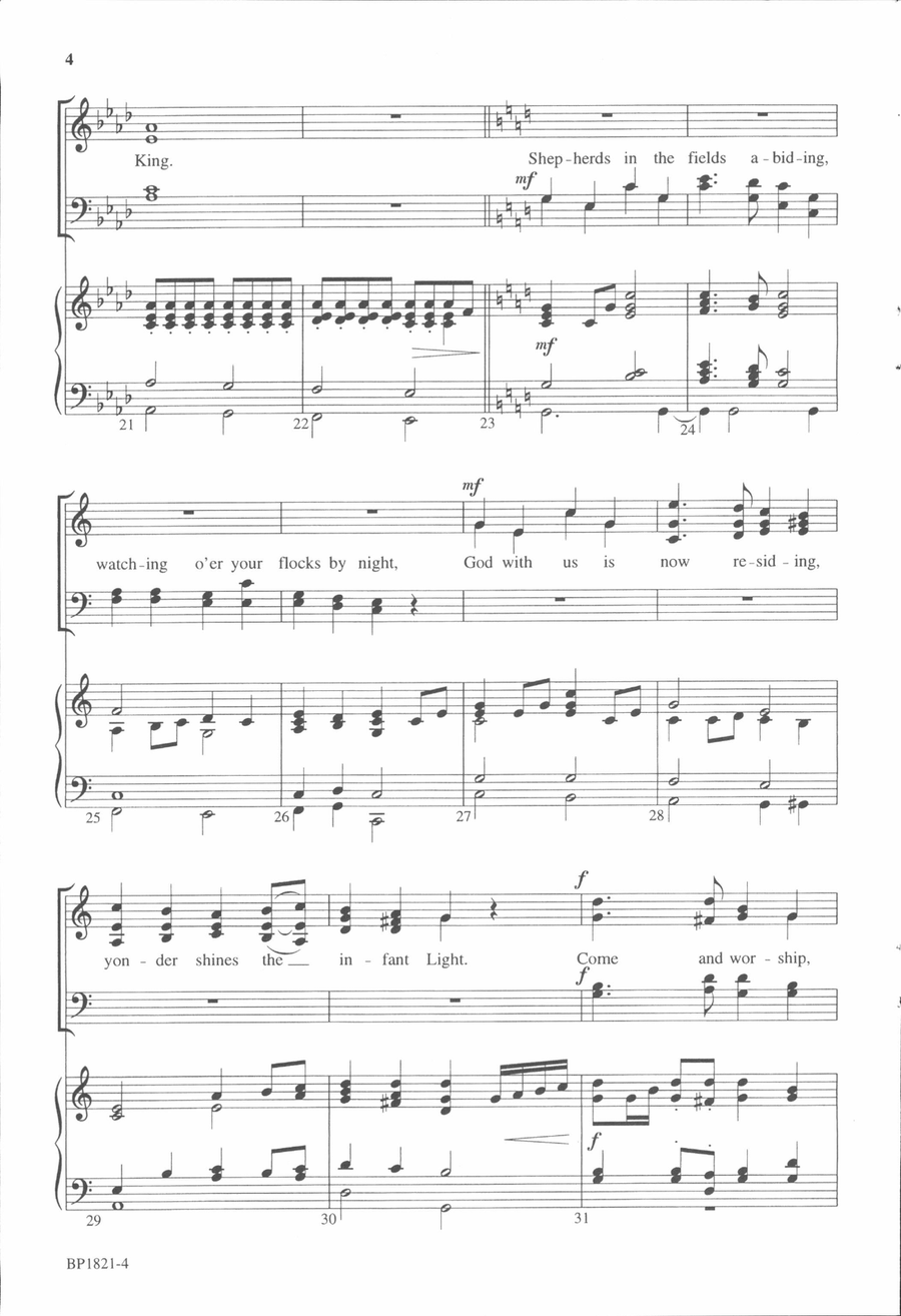 Worship Christ, the Newborn King 4-Part scores gallery preview page 4