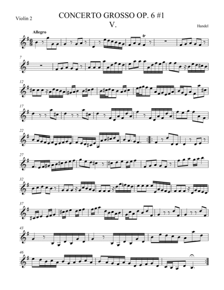 Concerto Grosso Op. 6 #1 Movement V
