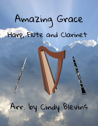 Book cover for Amazing Grace, Harp, Flute, and Clarinet