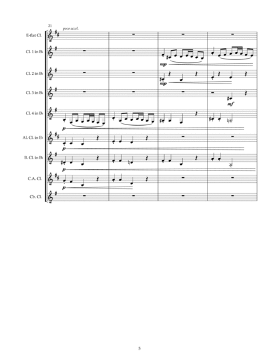 Sommarsang (Summer Song) for Clarinet Choir (Score) Clarinet Choir scores gallery preview page 5