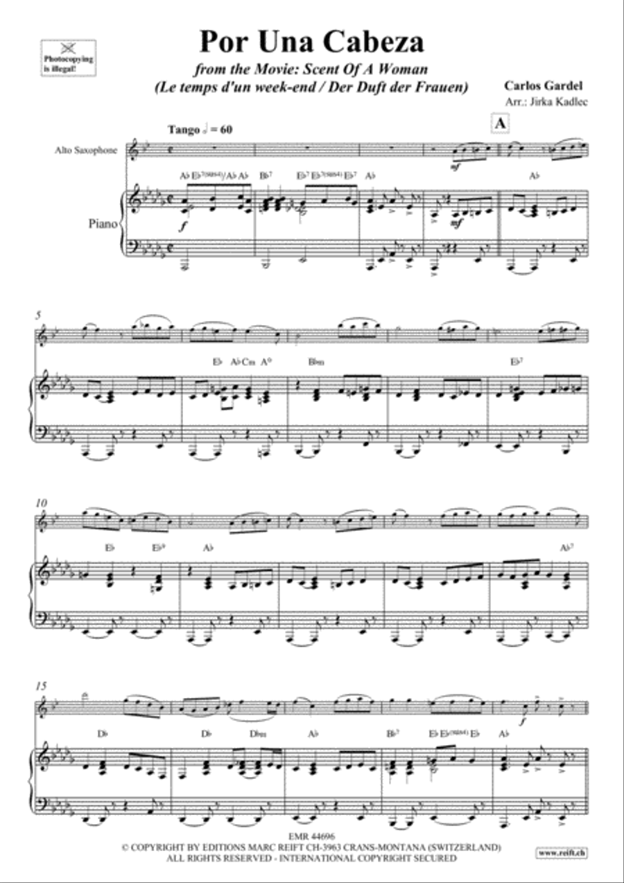 Por Una Cabeza Alto Saxophone scores gallery preview page 3