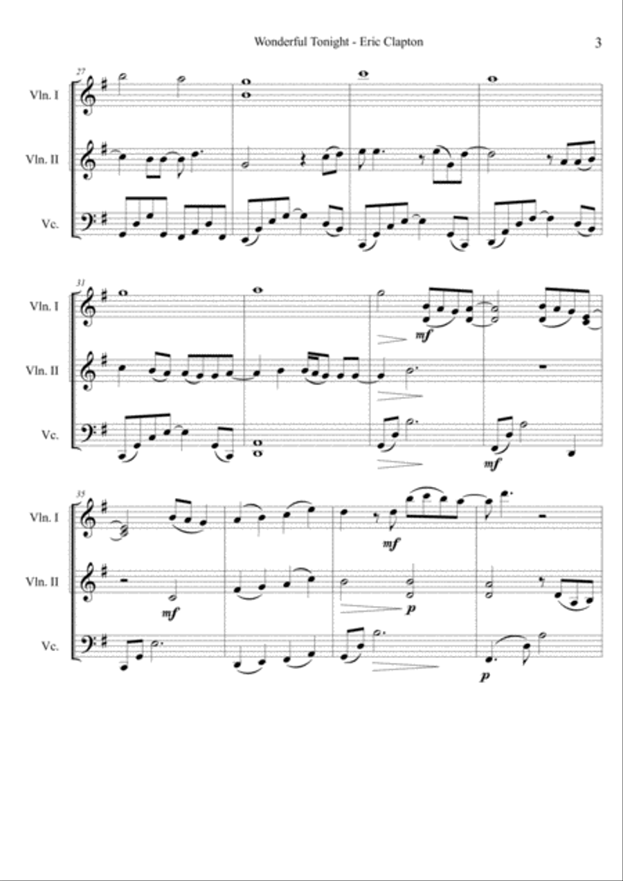 Wonderful Tonight Wonderful Tonight String Trio scores gallery preview page 3