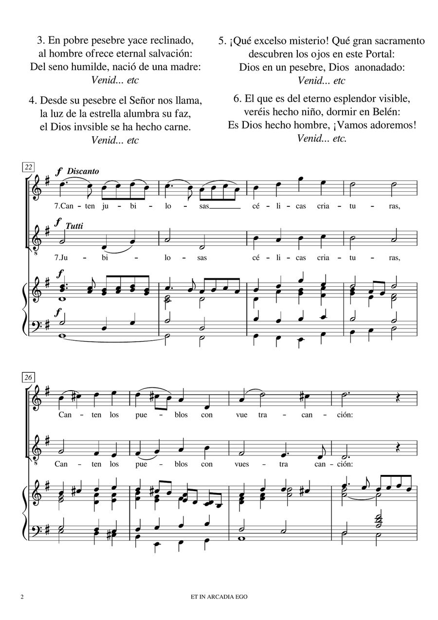 Venid fieles todos (O come all ye faithful) 4-Part scores gallery preview page 2
