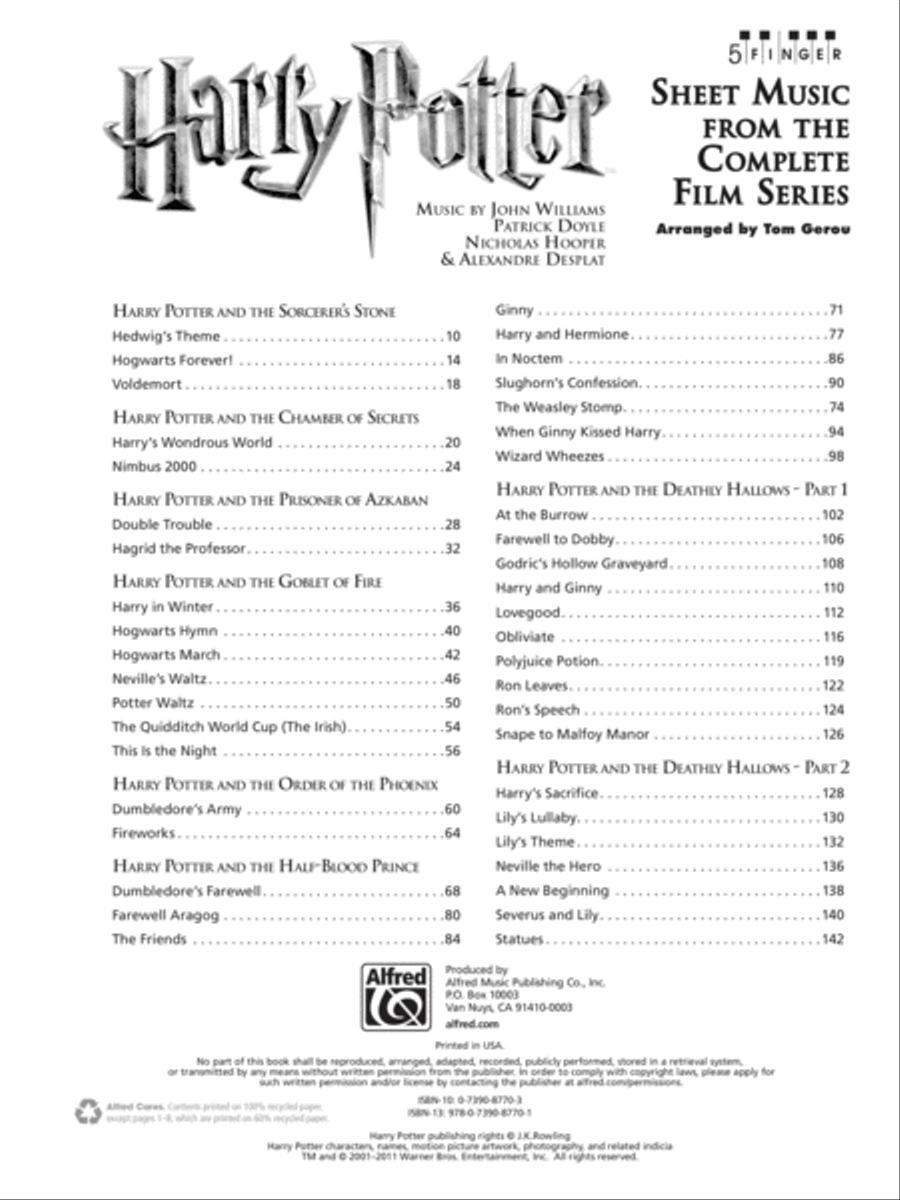 Harry Potter -- Sheet Music from the Complete Film Series Easy Piano scores gallery preview page 2