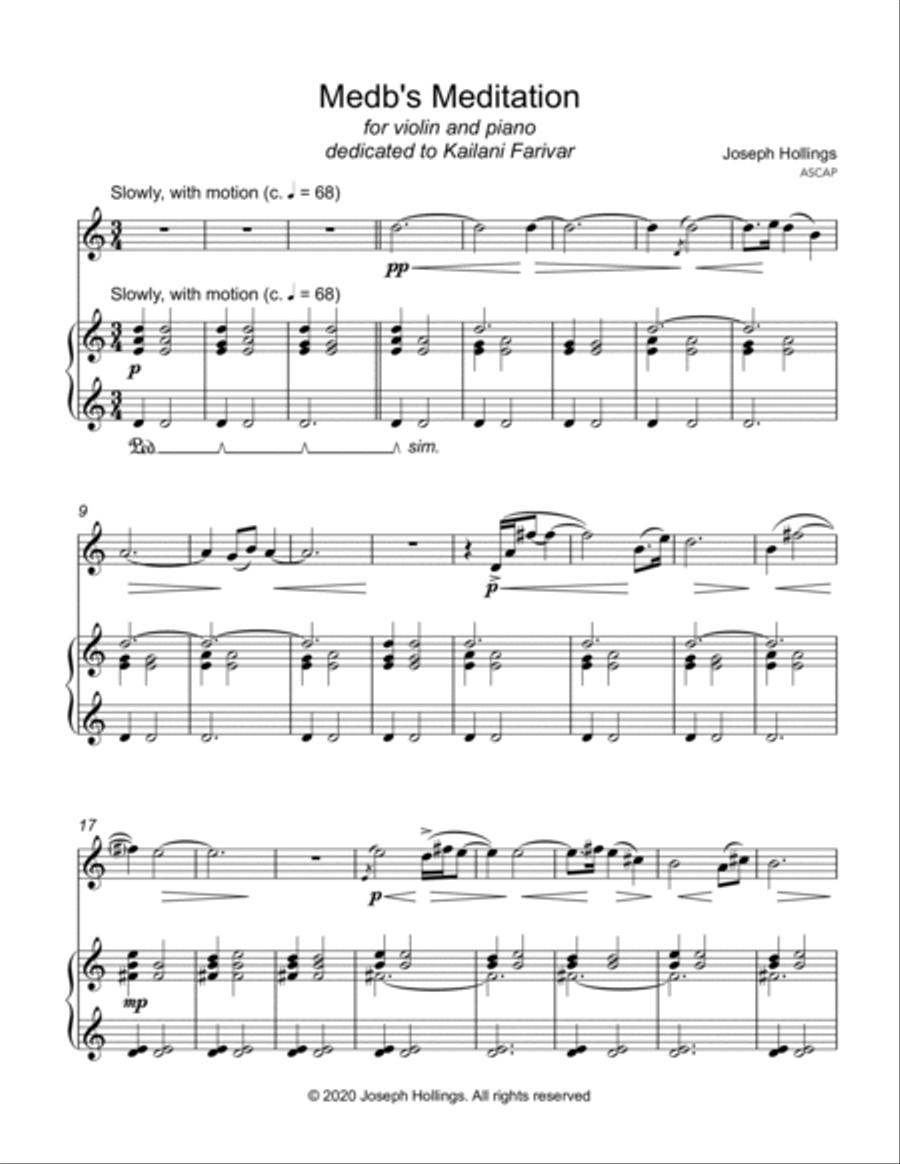 Medb's Meditation (violin & piano) Violin Solo scores gallery preview page 2