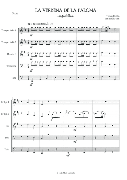 La verbena de la paloma (seguidillas) - brass quintet image number null