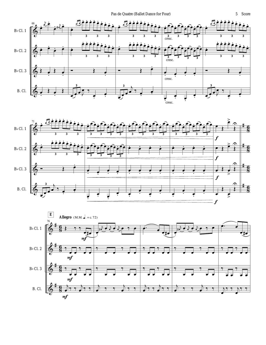 Verdi - Ballet Music for clarinet quartet (Jerusalem, Act III) Clarinet Quartet scores gallery preview page 5
