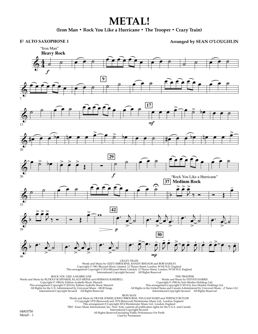 Metal! - Eb Alto Saxophone 1 Concert Band scores gallery preview page 1