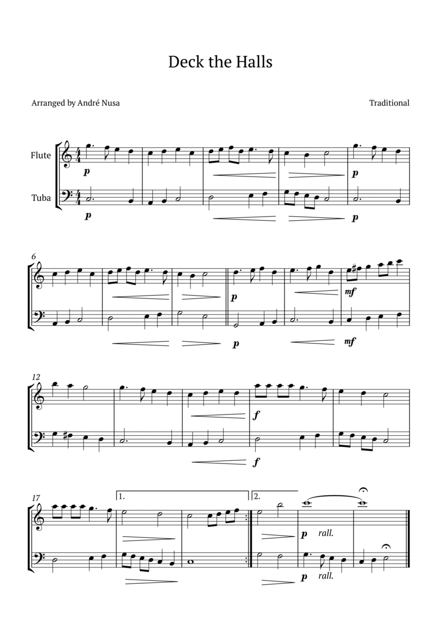 Deck the Halls Flute scores gallery preview page 1