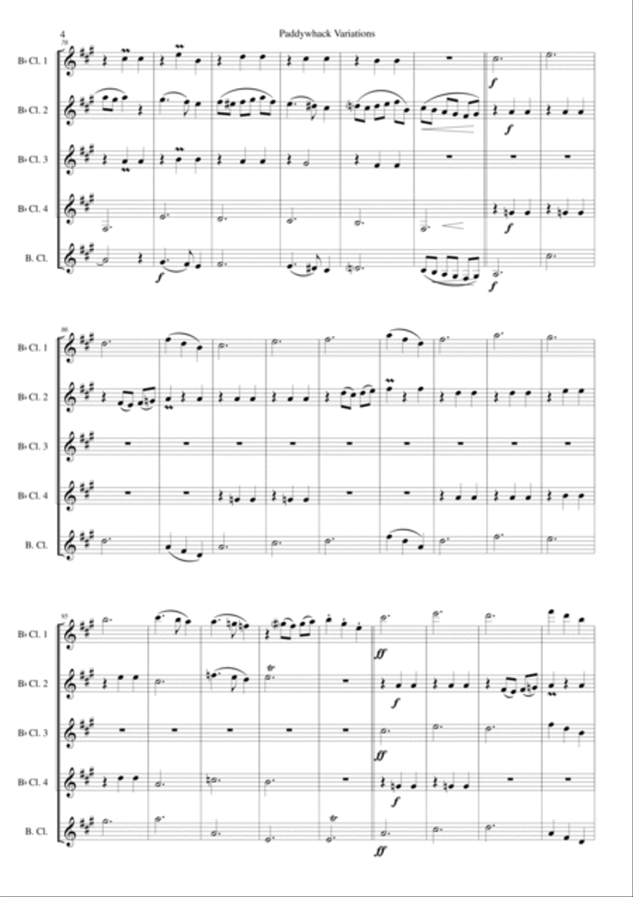 Paddywhack Variations for clarinet quintet Clarinet Quintet scores gallery preview page 4