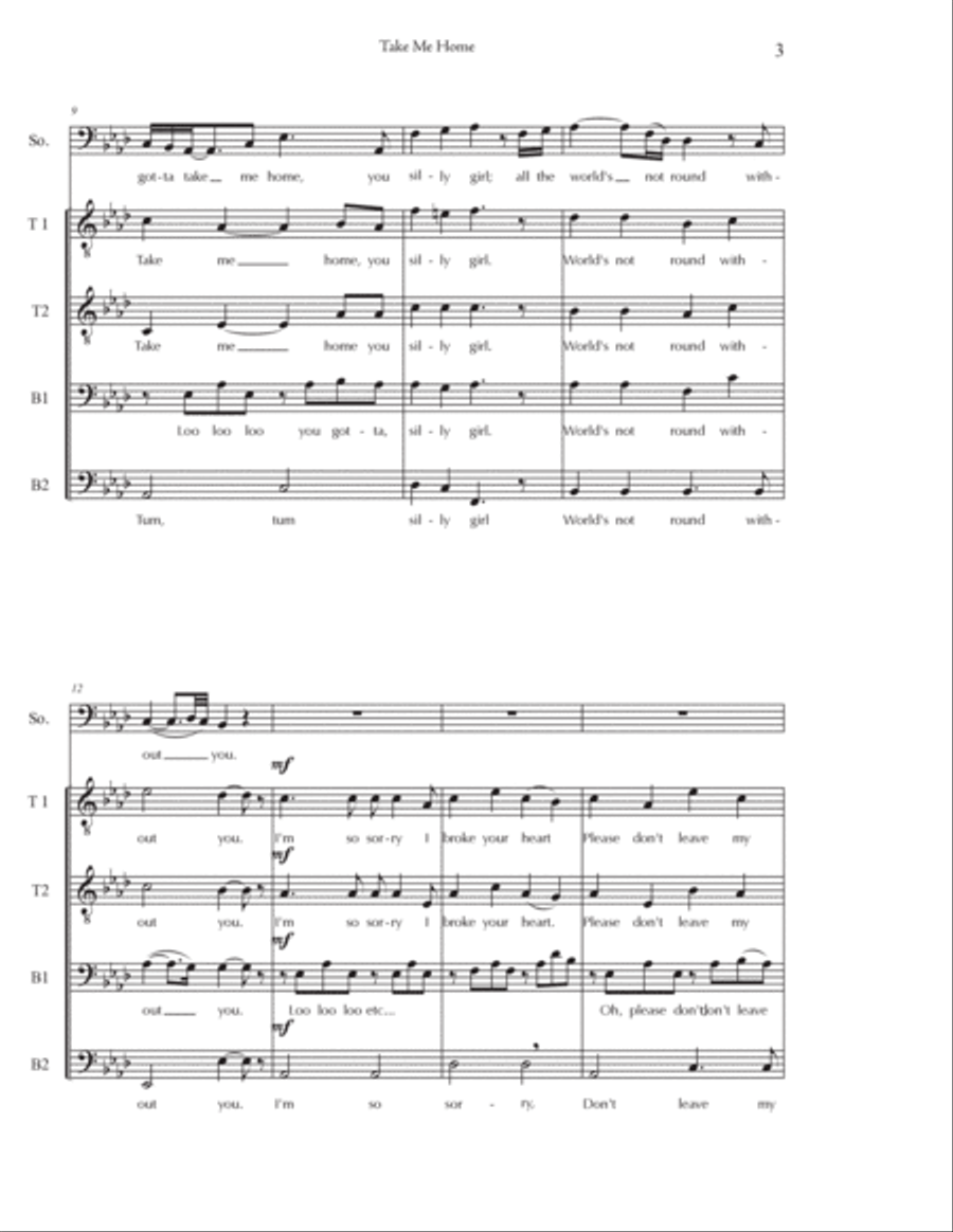 Take Me Home TTBB scores gallery preview page 3