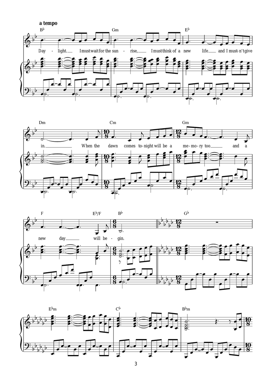 Memory (from Cats) Piano, Vocal, Guitar scores gallery preview page 3