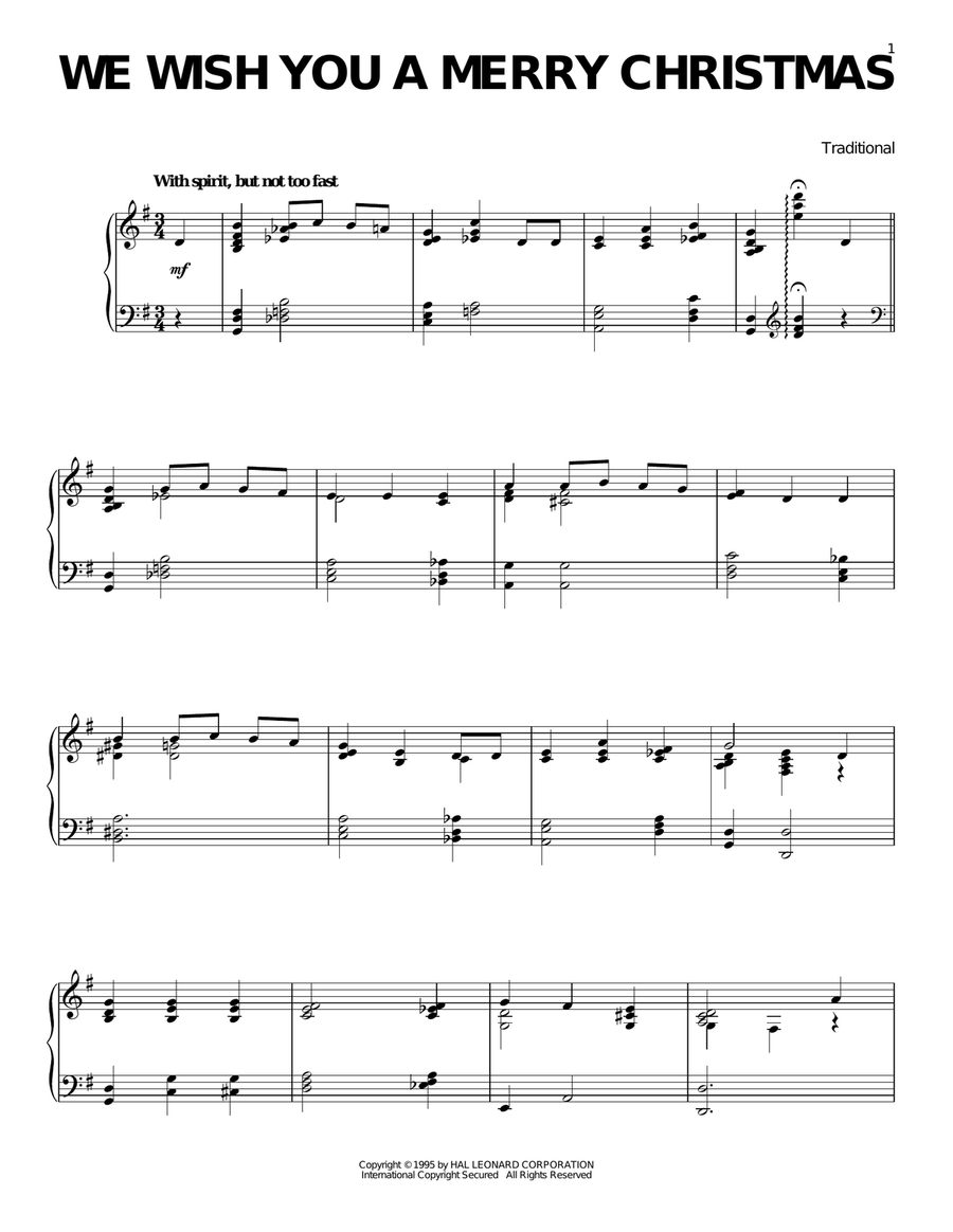 We Wish You A Merry Christmas Piano Solo scores gallery preview page 1