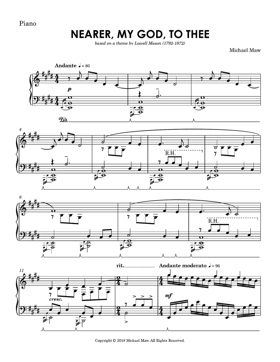 Nearer, My God, To Thee Nearer, My God, To Thee Piano Solo scores gallery preview page 1