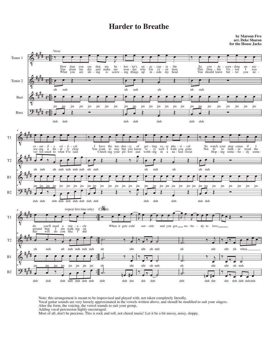 Harder To Breathe TTBB scores gallery preview page 1