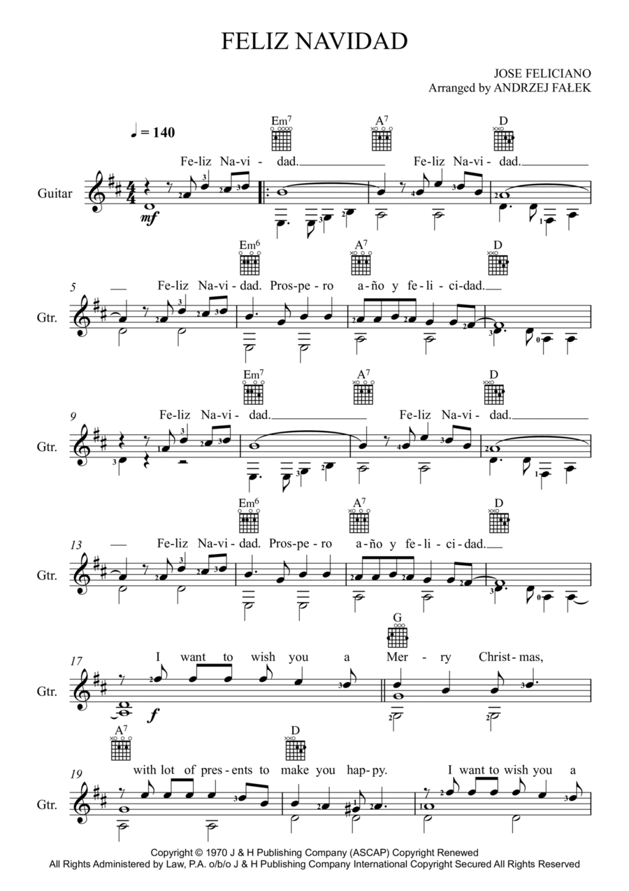 Feliz Navidad Electric Guitar scores gallery preview page 1