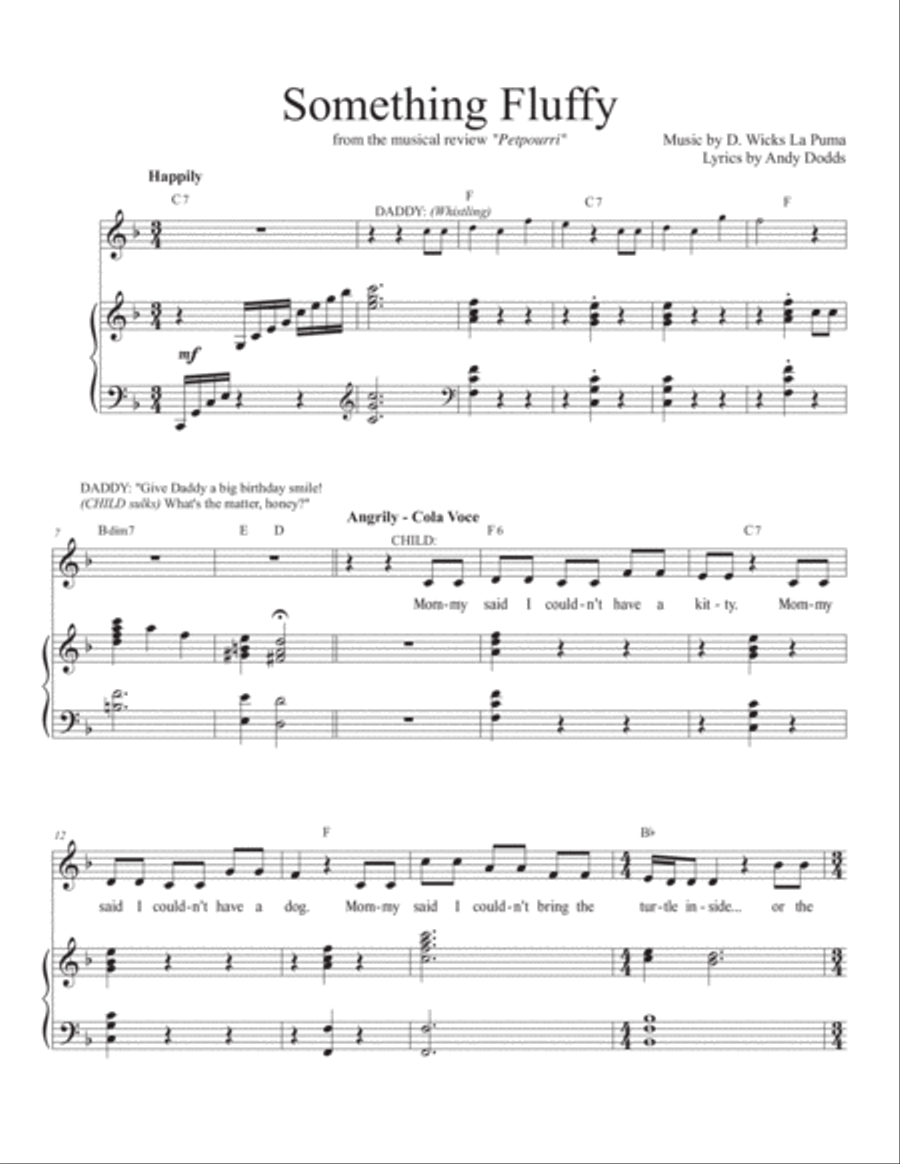 Something Fluffy Piano, Vocal, Guitar scores gallery preview page 1