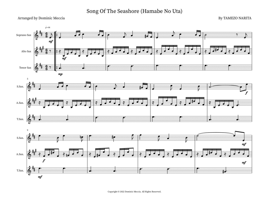 Song Of The Seashore (Hamabe No Uta) Small Ensemble scores gallery preview page 1