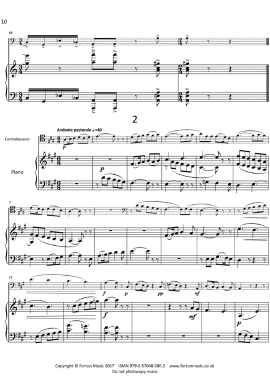 Sonata for Contrabassoon and Piano Bassoon Solo scores gallery preview page 3