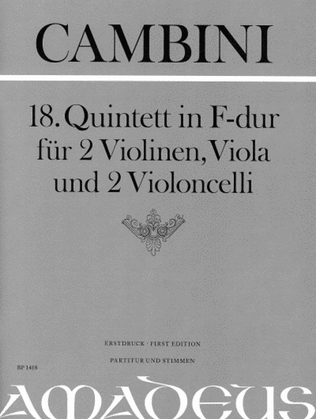 Book cover for Quintet No. 18 in F Major