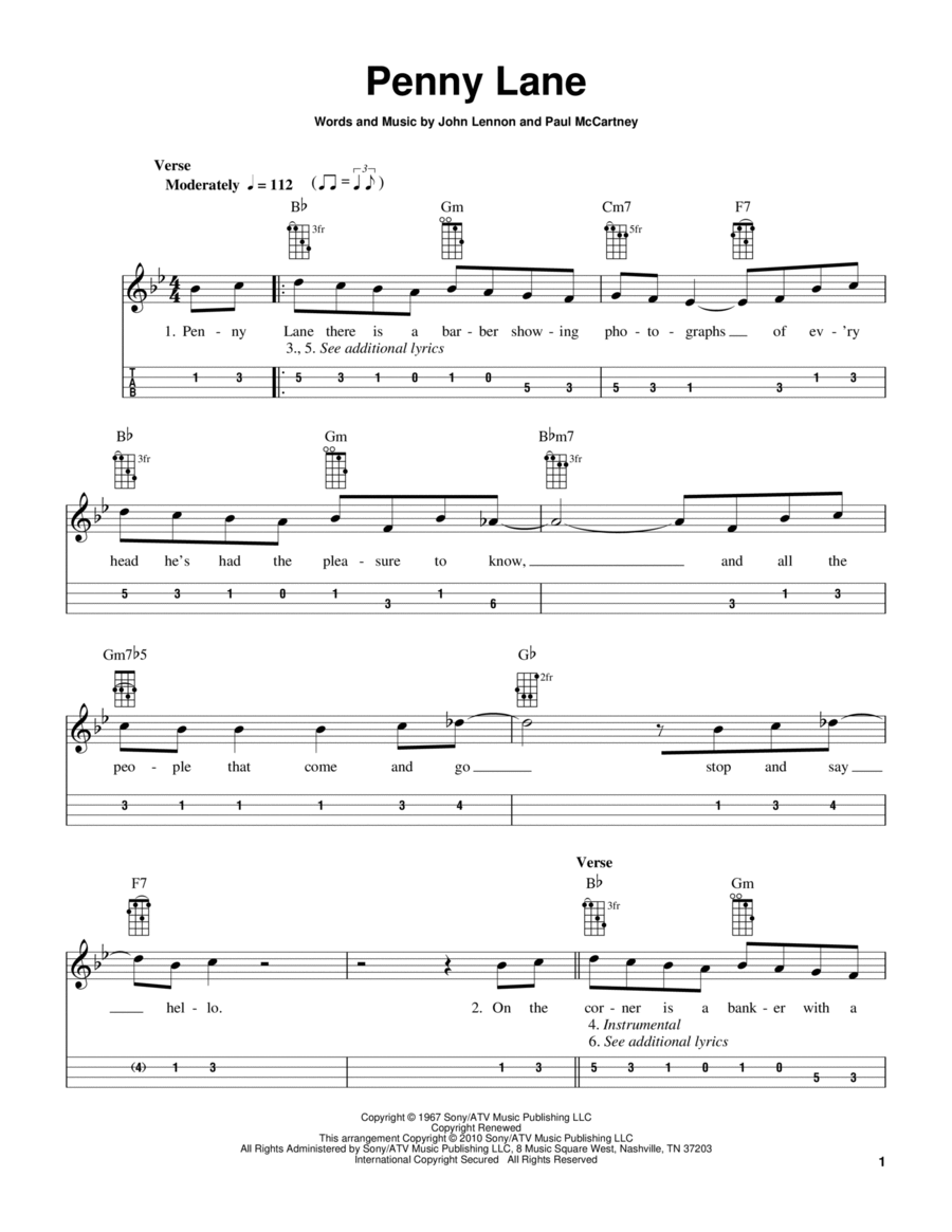 Penny Lane Penny Lane Mandolin scores gallery preview page 1