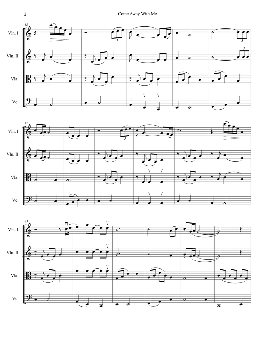 Come Away With Me String Quartet scores gallery preview page 2