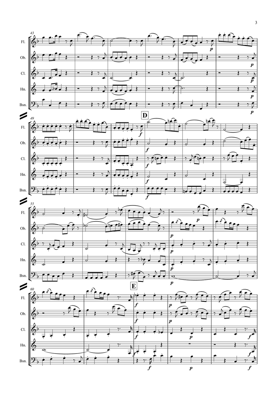 Mozart: Divertimento No.8 in F K213 - wind quintet Woodwind Quintet scores gallery preview page 4