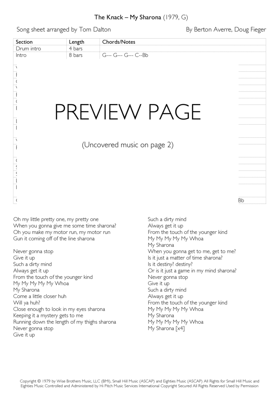 My Sharona Piano Solo scores gallery preview page 1