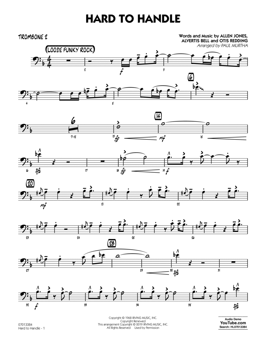 Hard to Handle (arr. Paul Murtha) - Trombone 2