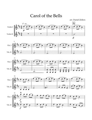Carol of the Bells Unaccompanied Violin Duet