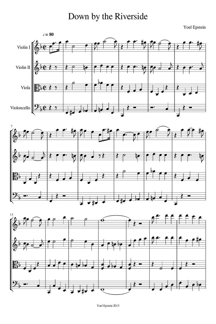 Down By the Riverside for String Quartet String Quartet scores gallery preview page 4