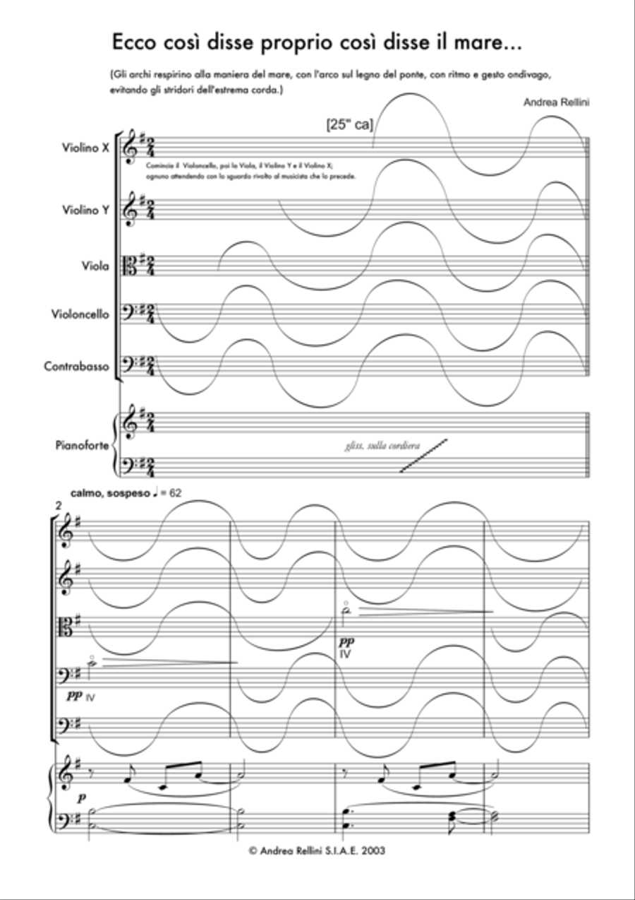 Ecco cosi disse proprio così disse il mare... String Orchestra scores gallery preview page 1