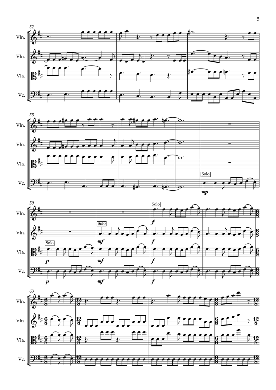 Somebody To Love String Quartet scores gallery preview page 5