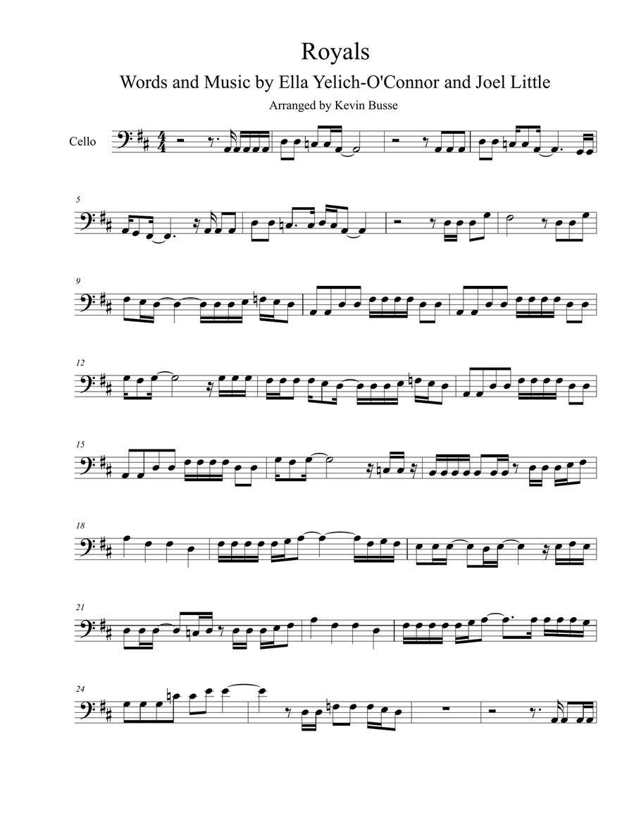 Royals Cello Solo scores gallery preview page 1