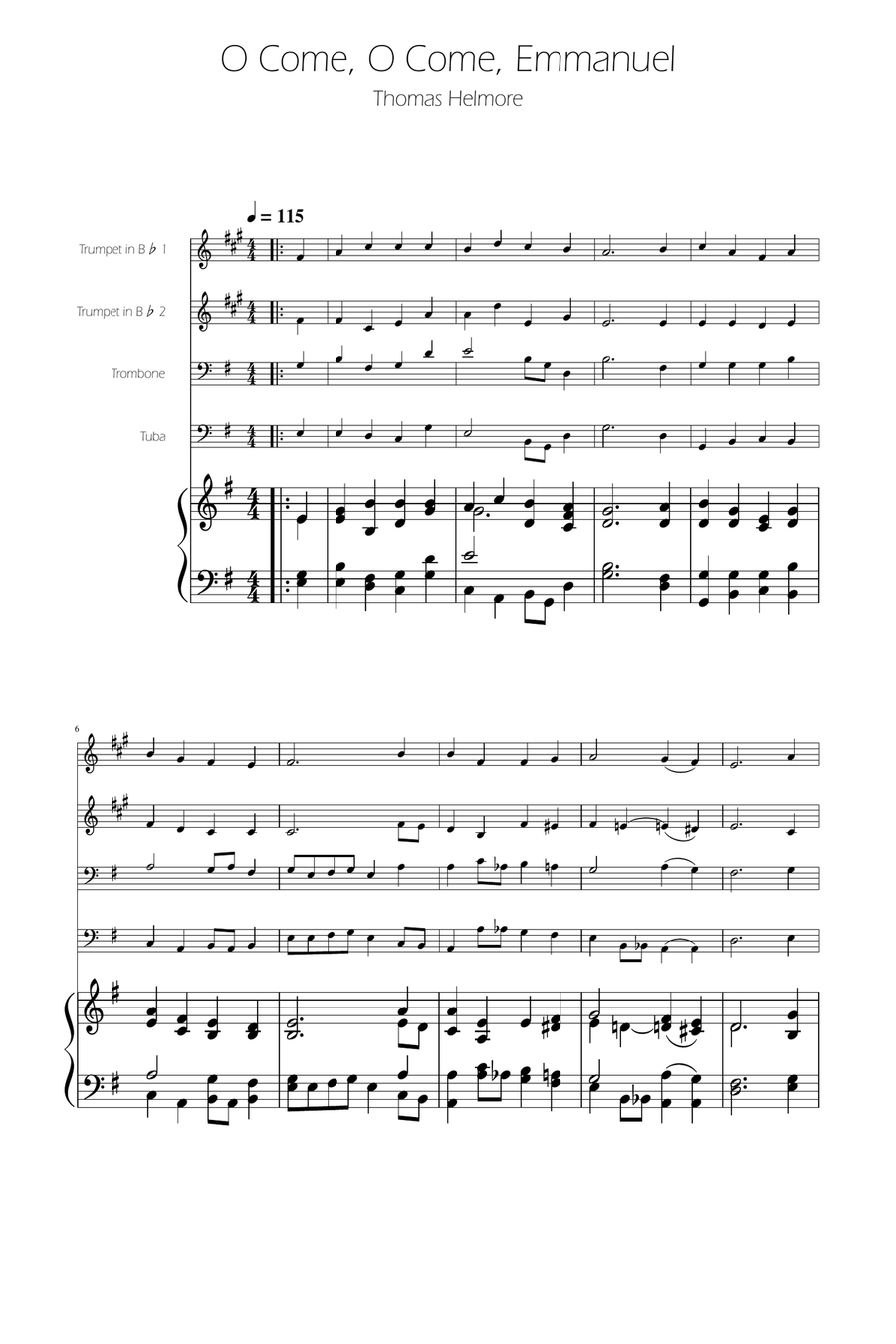 O Come, O Come, Emmanuel - Brass Quartet Brass Quartet scores gallery preview page 1