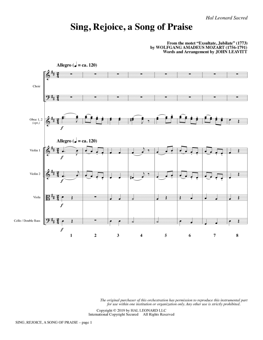 Sing, Rejoice A Song Of Praise (arr. John Leavitt) - Full Score