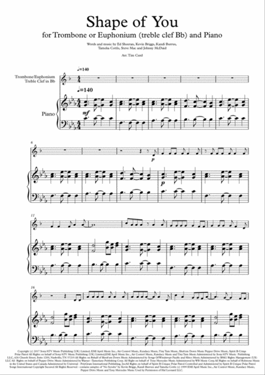 Shape Of You Baritone Horn TC scores gallery preview page 1