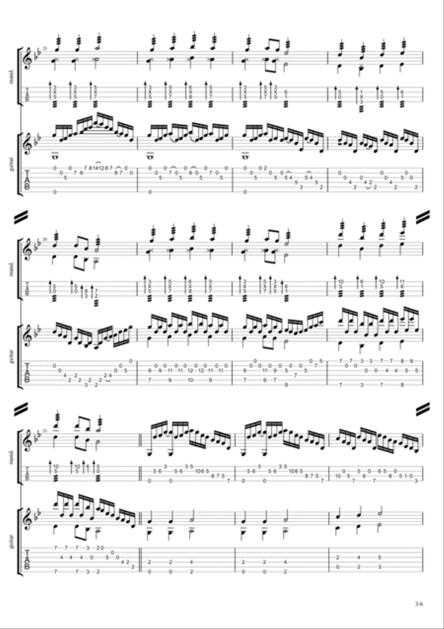 Sakura / さくら Mandolin and guitar arrangement マンドリンとギターのための楽譜 Acoustic Guitar scores gallery preview page 3
